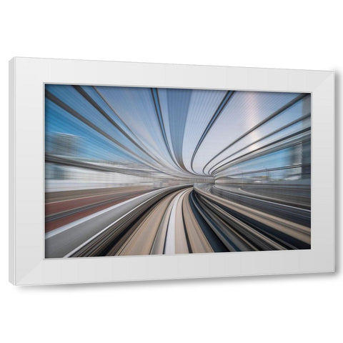 Spinning Around White Modern Wood Framed Art Print by Hershkovitz, Avital