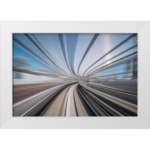 Spinning Around White Modern Wood Framed Art Print by Hershkovitz, Avital