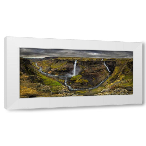 Land Of Waterfalls White Modern Wood Framed Art Print by Perez Aamp, Alvaro