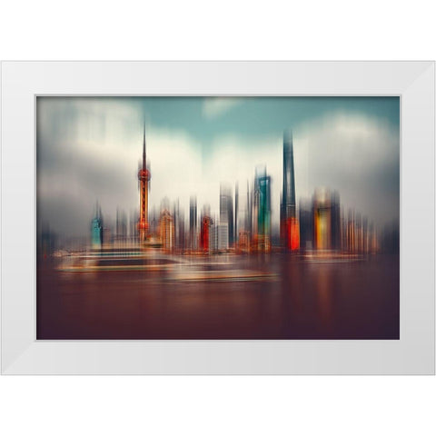 Colors Of Shanghai White Modern Wood Framed Art Print by Chiriaco, Carmine