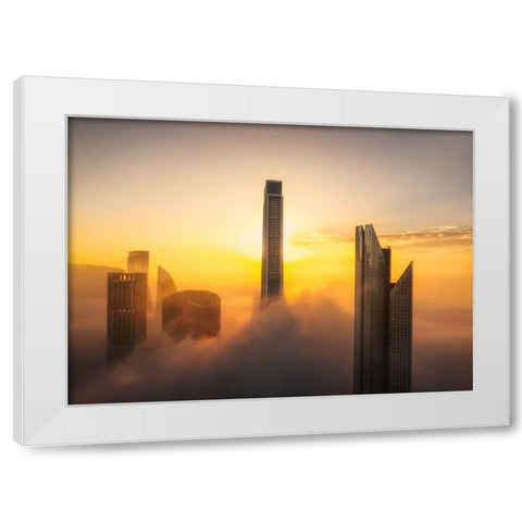 Good Morning Dubai A738758 White Modern Wood Framed Art Print by Joanaduenas