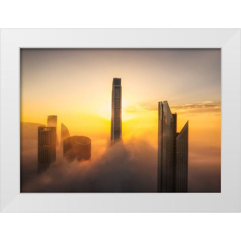 Good Morning Dubai A738758 White Modern Wood Framed Art Print by Joanaduenas