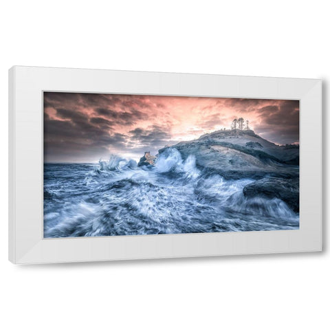 Crashing Sea Cape Kiwanda White Modern Wood Framed Art Print by Deng, Larry