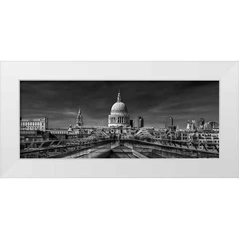 The Cathedral And The Millennium Bridge White Modern Wood Framed Art Print by El Assy, Nader