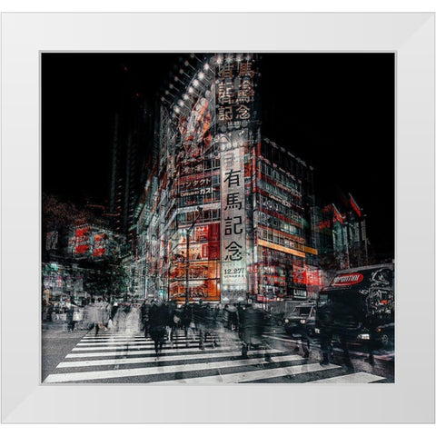 Colors Of Tokyo White Modern Wood Framed Art Print by Chiriaco, Carmine