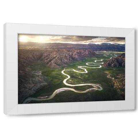 Eighteen Bends Of Waterway White Modern Wood Framed Art Print by Tianqi