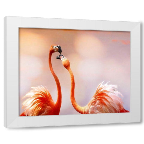 The Kiss White Modern Wood Framed Art Print by Cseresnjes, Anna