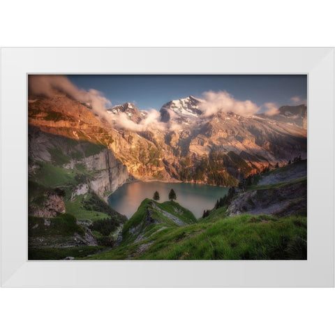 Oeschinensee White Modern Wood Framed Art Print by Beresford Harris, Richard