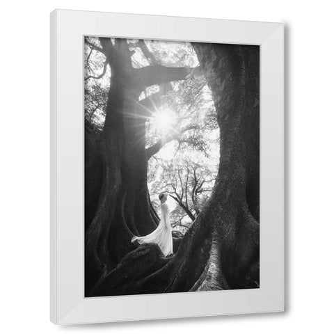 The Daughter Of Trees White Modern Wood Framed Art Print by TIANQI