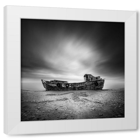 Qwrecks 09Q - Agalipa-Skyros White Modern Wood Framed Art Print by Digalakis, George