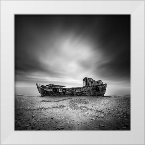 Qwrecks 09Q - Agalipa-Skyros White Modern Wood Framed Art Print by Digalakis, George