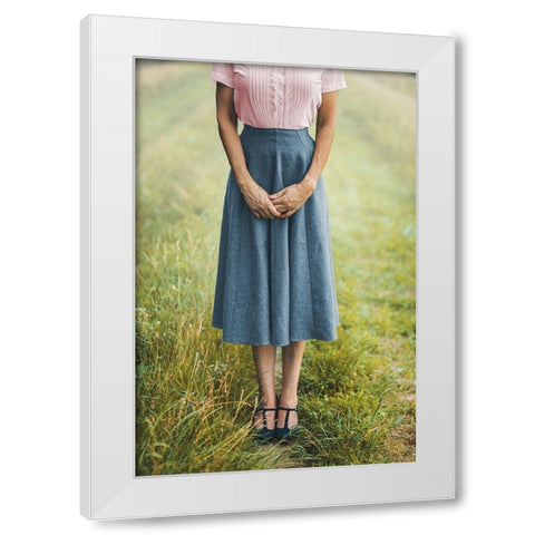Shyness White Modern Wood Framed Art Print by Neer, Ildiko