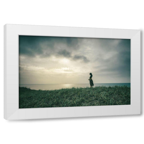 Haruka White Modern Wood Framed Art Print by Ishijima, Nobu