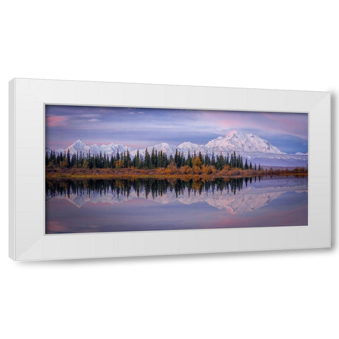 Denali Reflection White Modern Wood Framed Art Print by Zheng, Michael