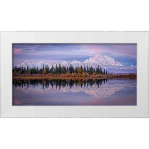 Denali Reflection White Modern Wood Framed Art Print by Zheng, Michael