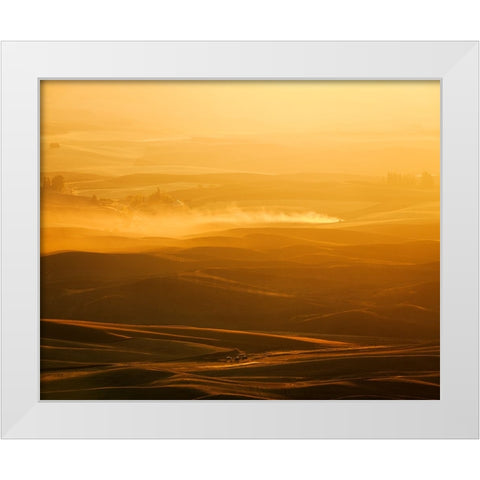 Field Of Streams White Modern Wood Framed Art Print by Fan, John