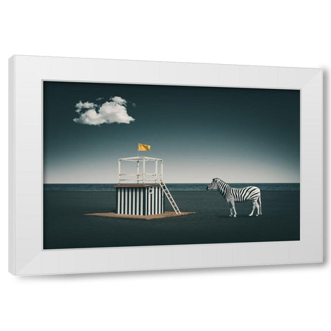 Zebra Style White Modern Wood Framed Art Print by Hennen, Marcus