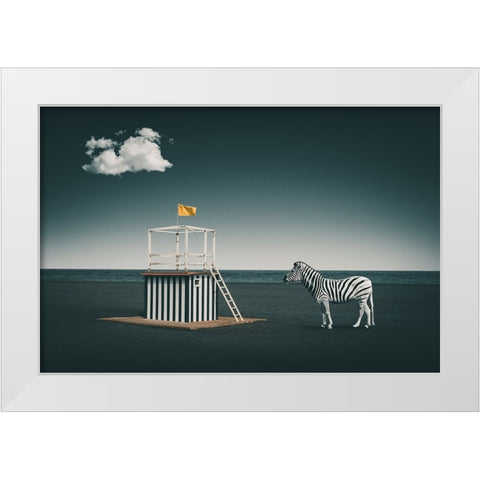Zebra Style White Modern Wood Framed Art Print by Hennen, Marcus