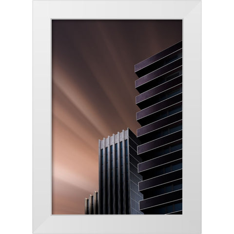 Lines In The Sky White Modern Wood Framed Art Print by Lopez Ruiz, Juan