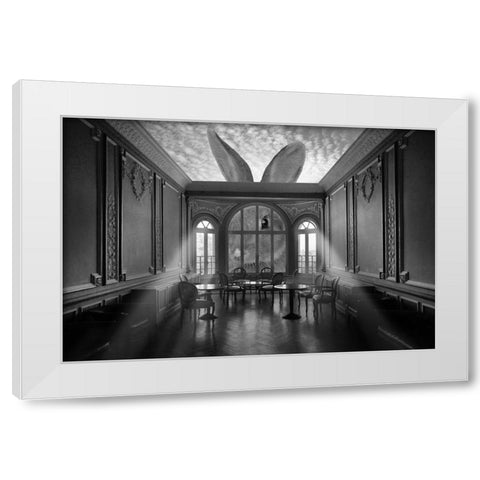 In A Rabbits World White Modern Wood Framed Art Print by Marcel, Christian