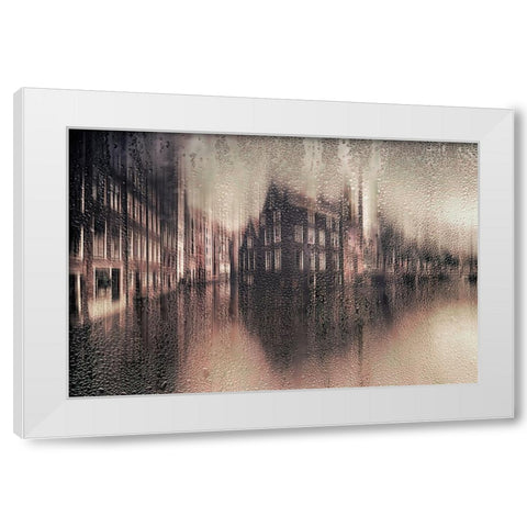 Amsterdam In The Rain White Modern Wood Framed Art Print by aRRO