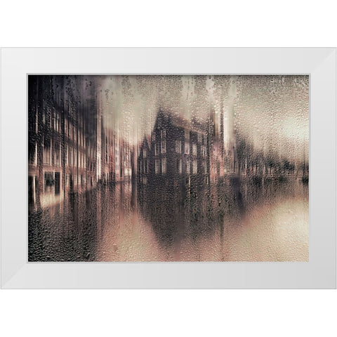 Amsterdam In The Rain White Modern Wood Framed Art Print by aRRO