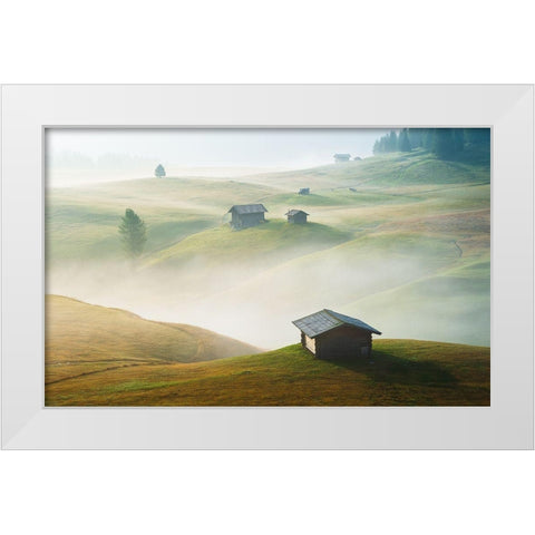 Seiseralm White Modern Wood Framed Art Print by Muqa, Burim