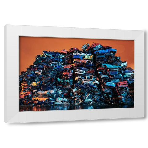 Cars Graveyard White Modern Wood Framed Art Print by Froyda, Martin