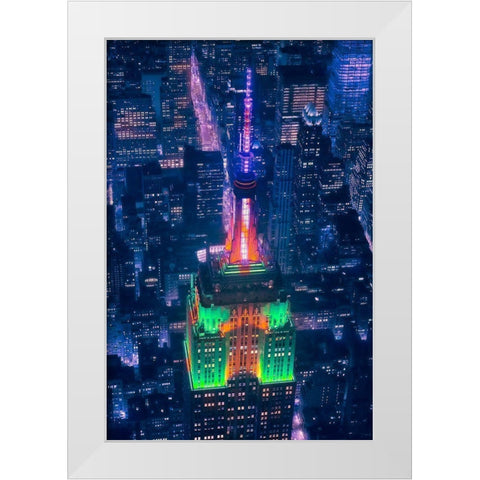 Top Of The Empire White Modern Wood Framed Art Print by De La, Javier