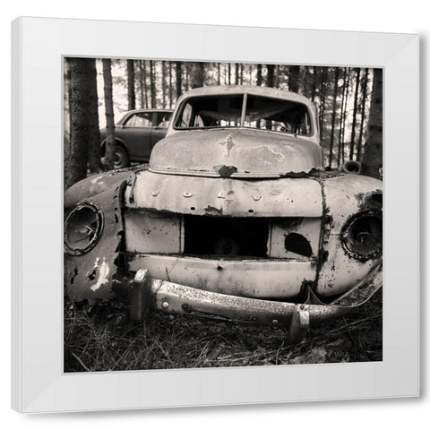 Volvo Pv544 White Modern Wood Framed Art Print by Kustas, Anders