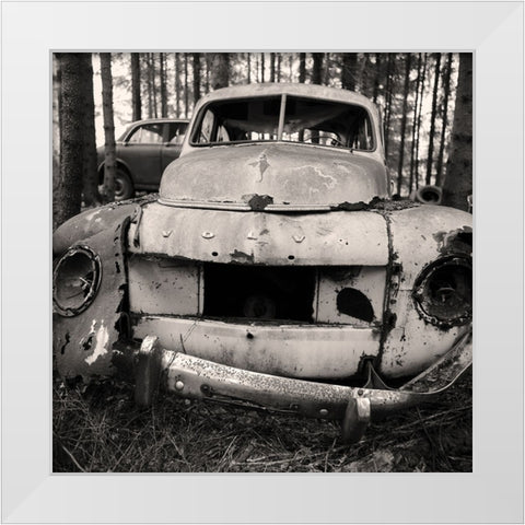 Volvo Pv544 White Modern Wood Framed Art Print by Kustas, Anders