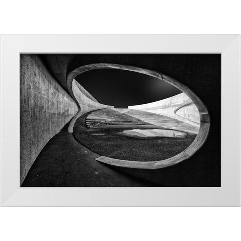 Throught The Hole White Modern Wood Framed Art Print by Van De, Jeroen