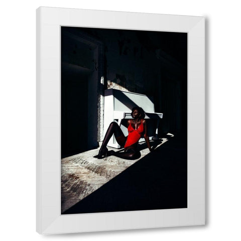 Dark Red White Modern Wood Framed Art Print by Bolgov (Axe), Ruslan