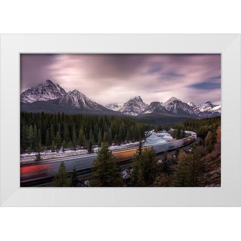 Last Train To Light White Modern Wood Framed Art Print by Ruiz Dueso, Jorge