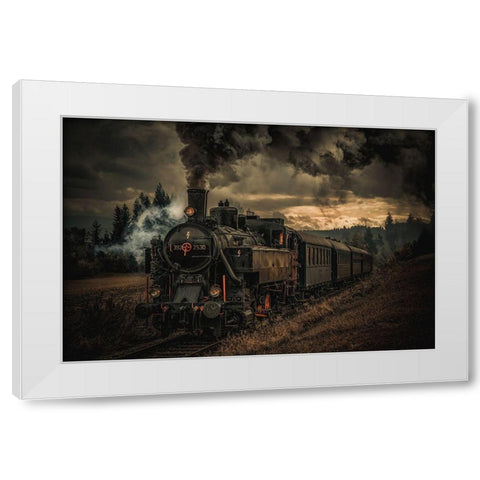 Gold Digger Train White Modern Wood Framed Art Print by Bichler, Hubert
