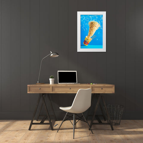 Never Do Art On An Empty Stomach White Modern Wood Framed Art Print by Belenko, Dina