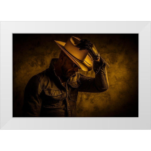 Midnight Cowboy White Modern Wood Framed Art Print by gNo