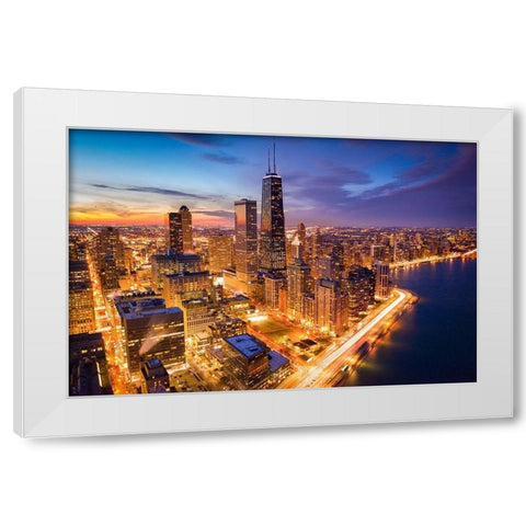 Chicago! Chicago! White Modern Wood Framed Art Print by Zheng, Michael