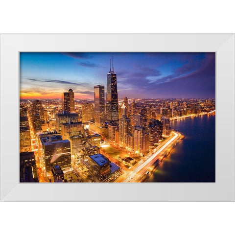Chicago! Chicago! White Modern Wood Framed Art Print by Zheng, Michael