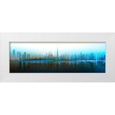 Dubai Skyline Day White Modern Wood Framed Art Print by Chiriaco, Carmine
