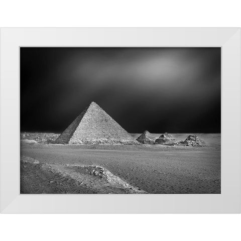 Pyramids White Modern Wood Framed Art Print by Abdollh Al, Essam