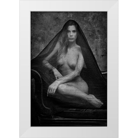 Lorena With Tulle White Modern Wood Framed Art Print by Gil Raga, Joan