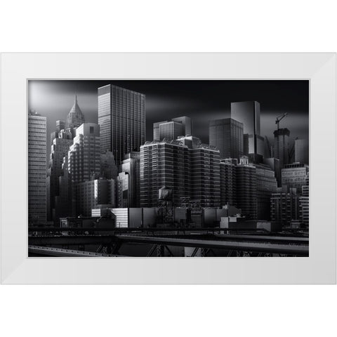 Dark City White Modern Wood Framed Art Print by Ruiz Dueso, Jorge
