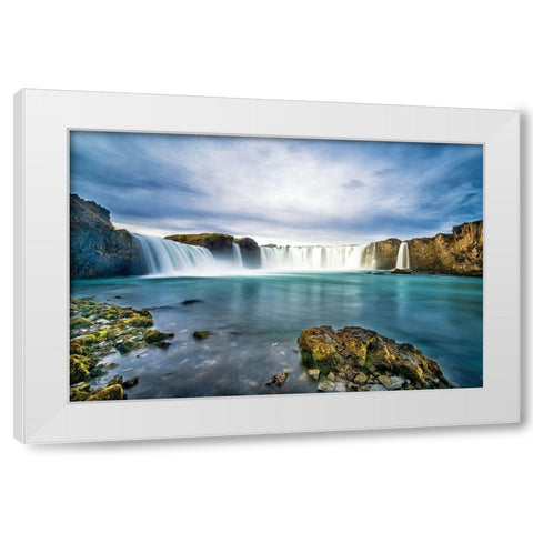 Godafoss White Modern Wood Framed Art Print by C. Sink, Jeffrey