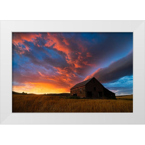 Witness Of Sunset White Modern Wood Framed Art Print by Fan, John