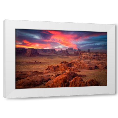 Hunts Mesa White Modern Wood Framed Art Print by Zheng, Michael