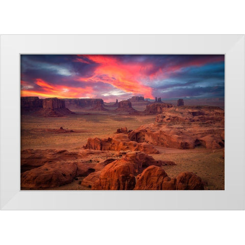 Hunts Mesa White Modern Wood Framed Art Print by Zheng, Michael