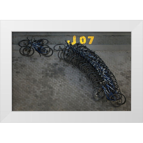 Bicycle Row White Modern Wood Framed Art Print by Hawerkamp, Hans-Wolfgang