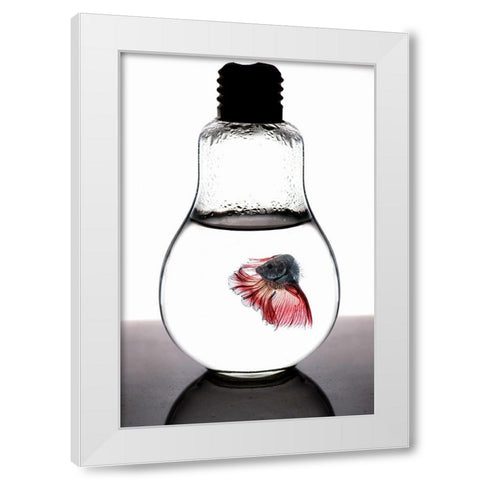 Betta Fish Red White Modern Wood Framed Art Print by Nasution, Girdan