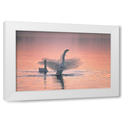 Dancing For You White Modern Wood Framed Art Print by Ning, Aidong